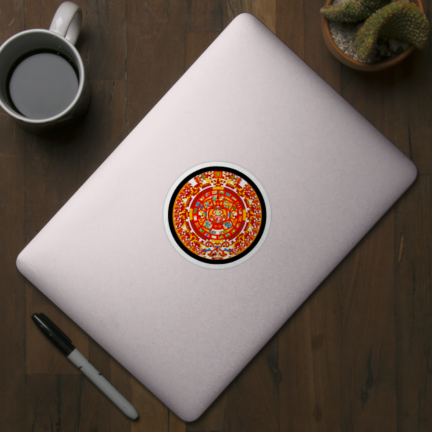 Full Color Ancient Sun Aztec Calendar by Drumsartco